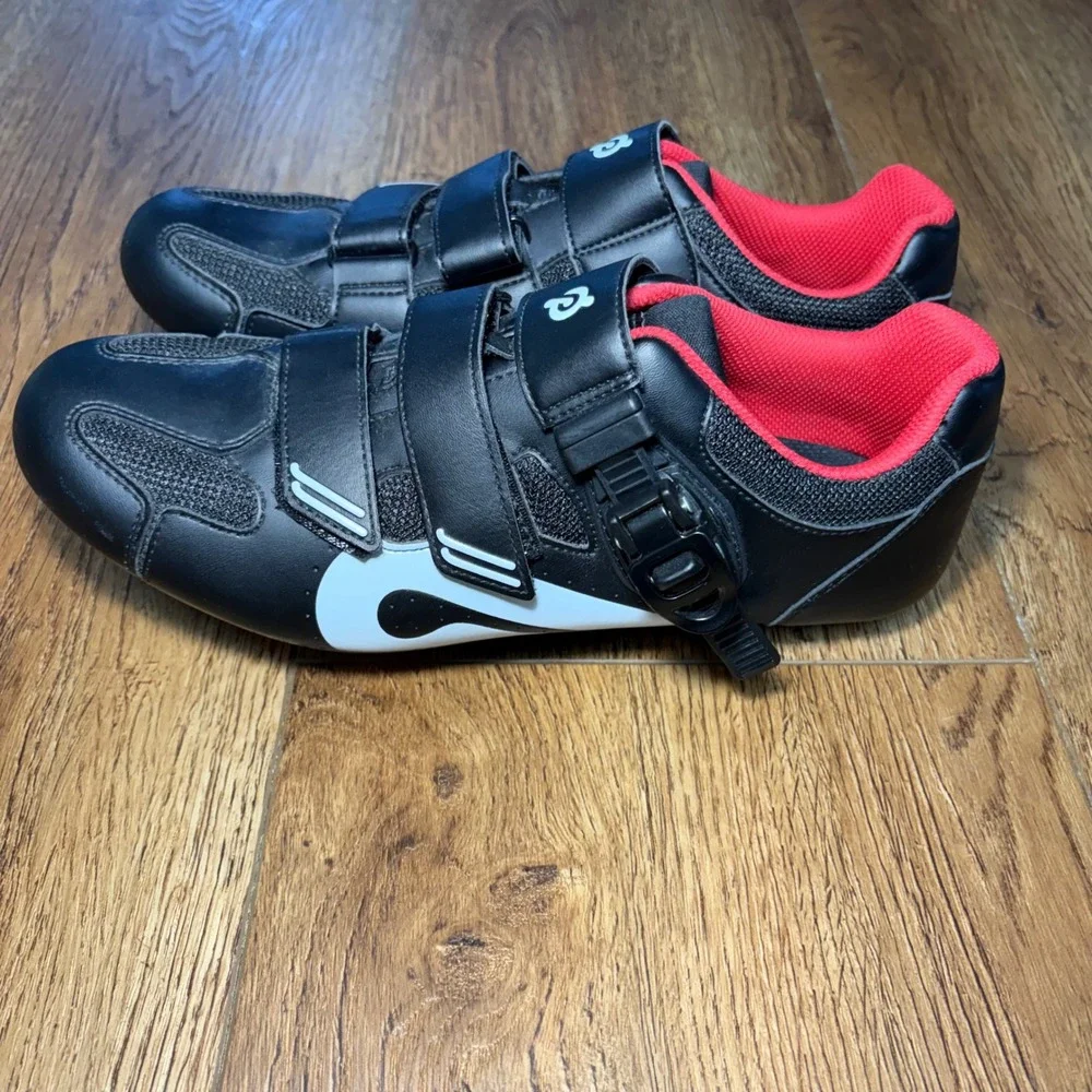 Peloton Cycling Shoes Black Red Size 43 Delta Cleats Mens US 10 Women's US 12‎